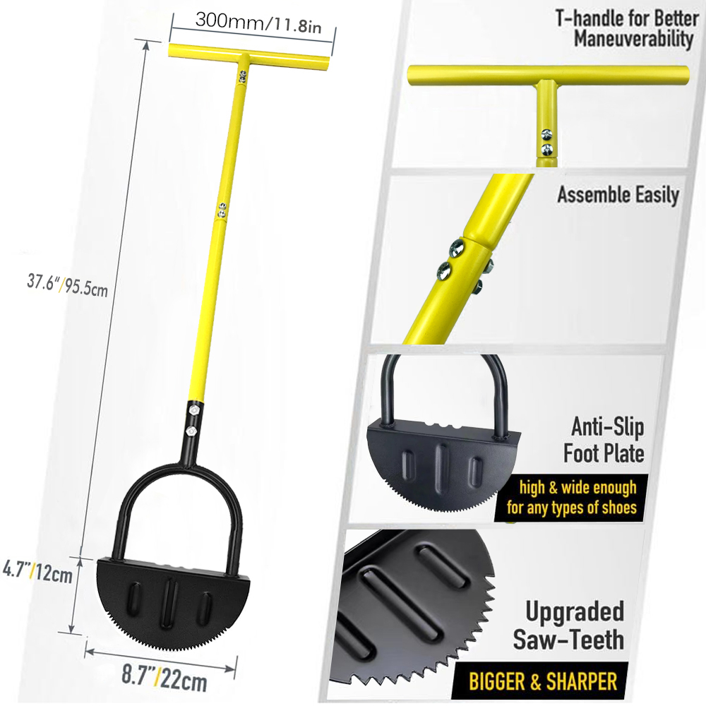 Serrated Edger Lawn Tool Half Moon Edger Handheld Saw-Tooth Garden Edger With Steel Blade Long Handle Grass Saw Cutter For Court: Type 4