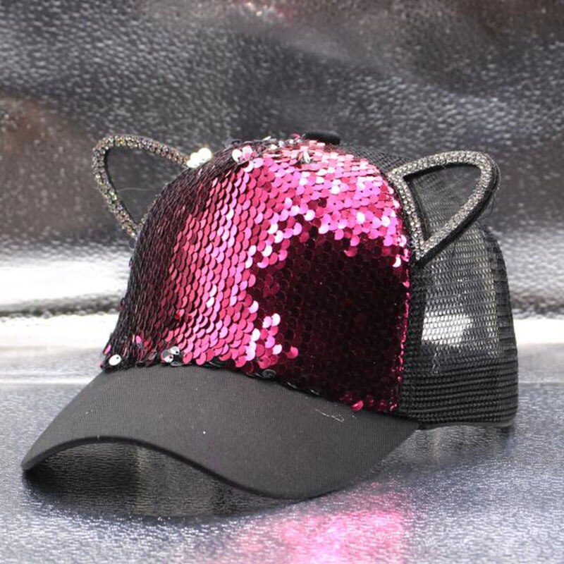 Casquette de Baseball à paillettes pour adultes et enfants, réglable H10,: rose red / adult
