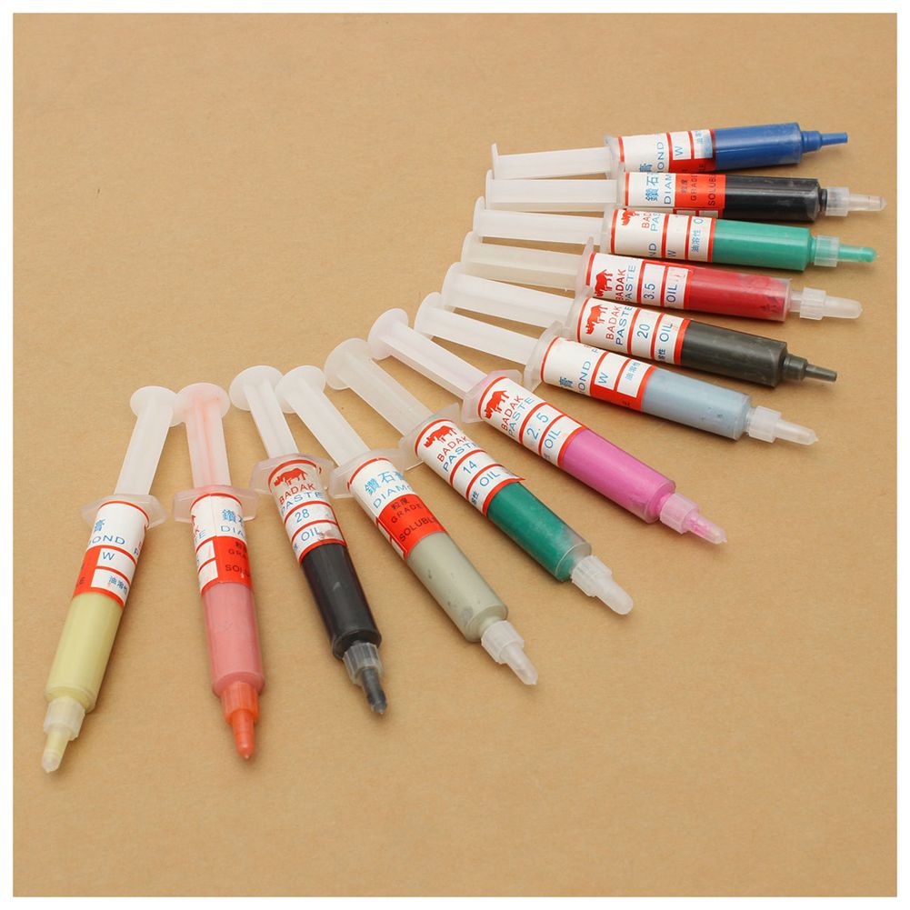 12Pcs Diamond Polishing Lapping Paste Compound Syringes 0.5-40 Micrometer 5 Gram