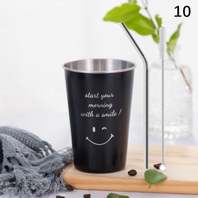 Ruostumaton teräs kahvimuki kannella olki kirje matka retkeily tee maito mehu kupit kotitoimisto olutkuppi 1pc: 10