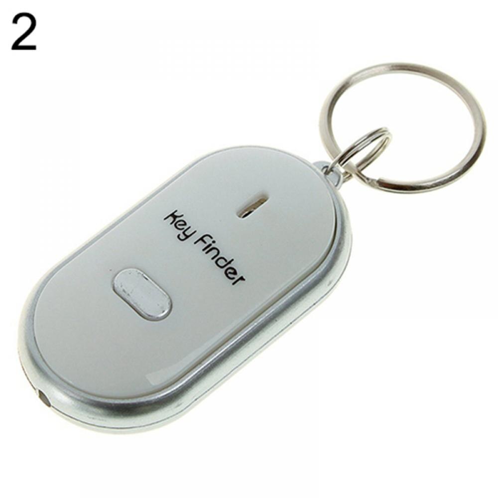 LED Whistle Key Finder Flashing Beeping Sound Control Alarm Anti-Lost Key Locator Finder Tracker with Key Ring Remote Keyfinder: white