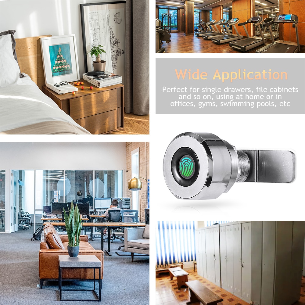 Smart Drawer Lock Fingerprint APP Unlocking Electronic Cabinet Locks 100 Fingerprints Rechargeable Keyless Built-in Smart Lock