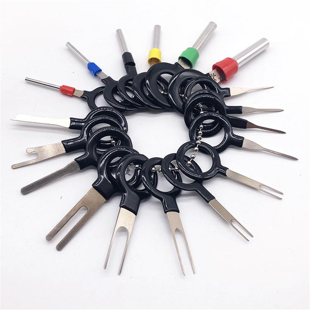 Extractor de terminales de acero inoxidable para coche, herramienta de extracción de cables, Conector de crimpado, Extractor de broche, Terminal 301, herramienta de extracción de 0,8-6,2mm, 29 Uds.