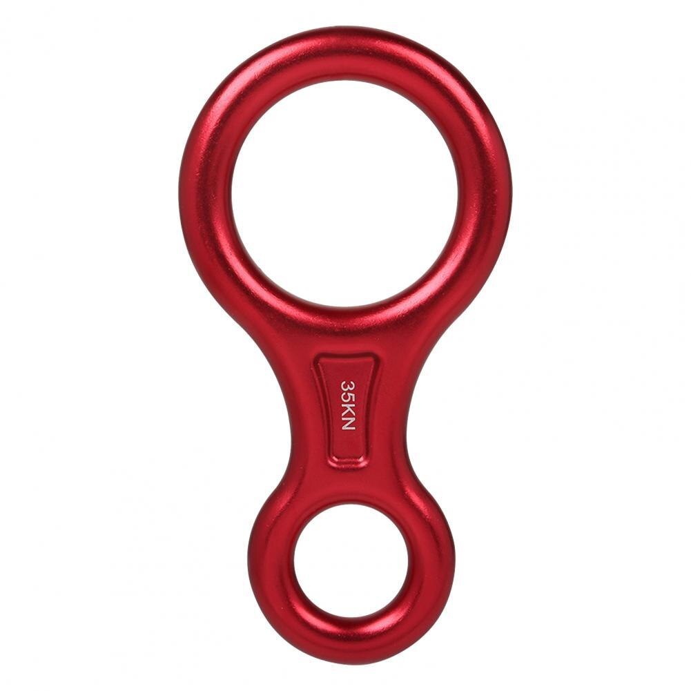Descender Rappelling Belay Device Carabiner Aluminum Alloy Safe Practical 8-shape Aluminum Alloy Figure Descender: Red