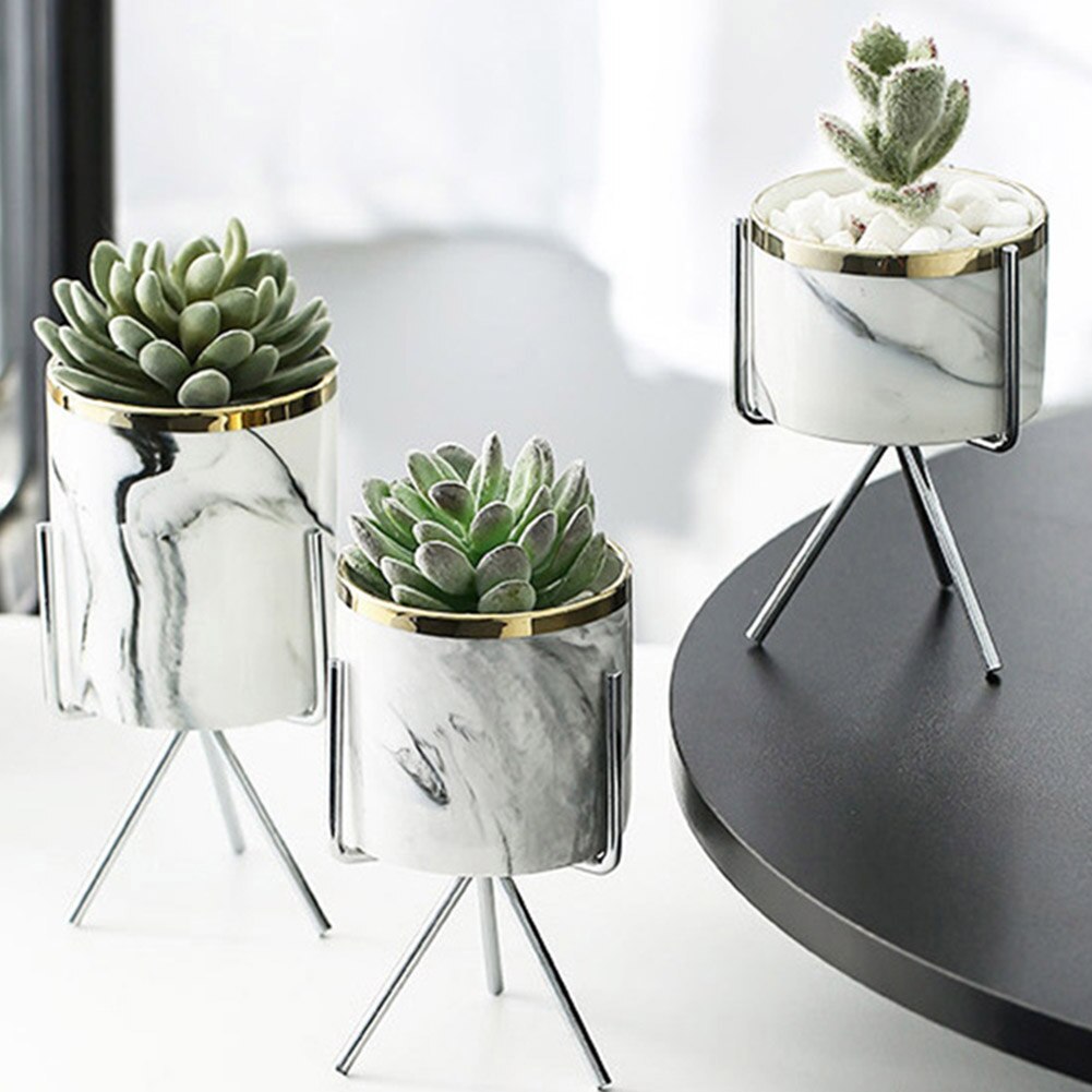 2 stk nordisk blomsterpotte metalstander havehavebeslag keramisk blomsterpotteholder kunst plantebeholder planter hjemmekontorindretning