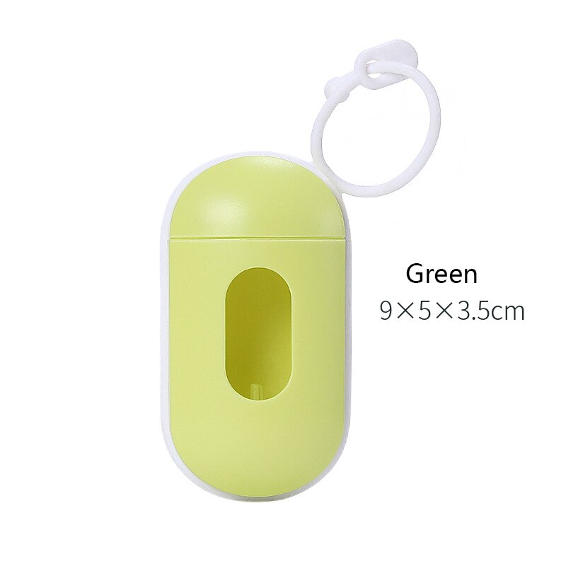 Pill Shape Pet Dog Poop Bag Dispenser Waste Garbage Bags Carrier with 1 Roll Cat Dog Waste Poop Bag for dogs: Green
