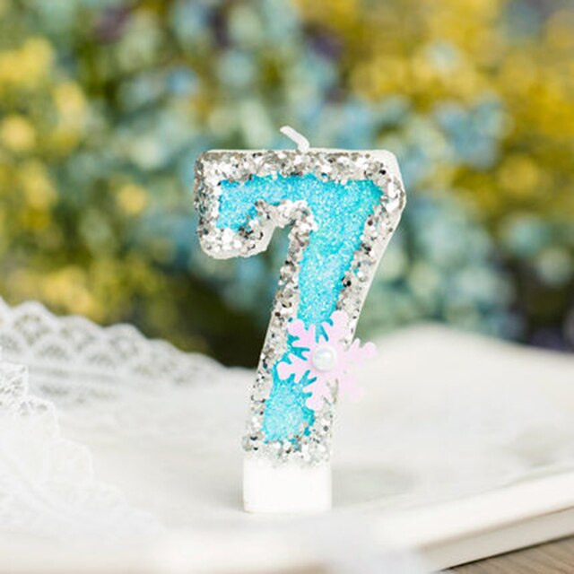 Blue Snowflake Number Happy Birthday Cake Toppers Cakes Decoration Tools Birthday Party Digital Cakes Dessert Cupcake Decor: 7