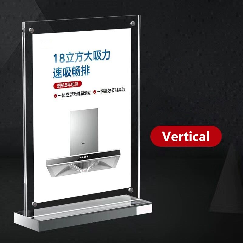 A6 bordplade akryl menu display stativ foto plakat ramme magnetisk menu papir skilt holder counter display stand: Lodret