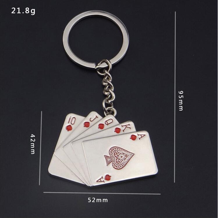 Sleutelhangers Voor Mannen Auto Tas Sleutelhanger Rvs Sieraden Straight Flush Texas Hold&#39;em Poker Speelkaarten Mode: 4