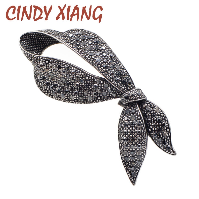 CINDY XIANG mignon strass noir noeud Broches pour les femmes nœud papillon broche broche fête bijoux hiver manteau Broches