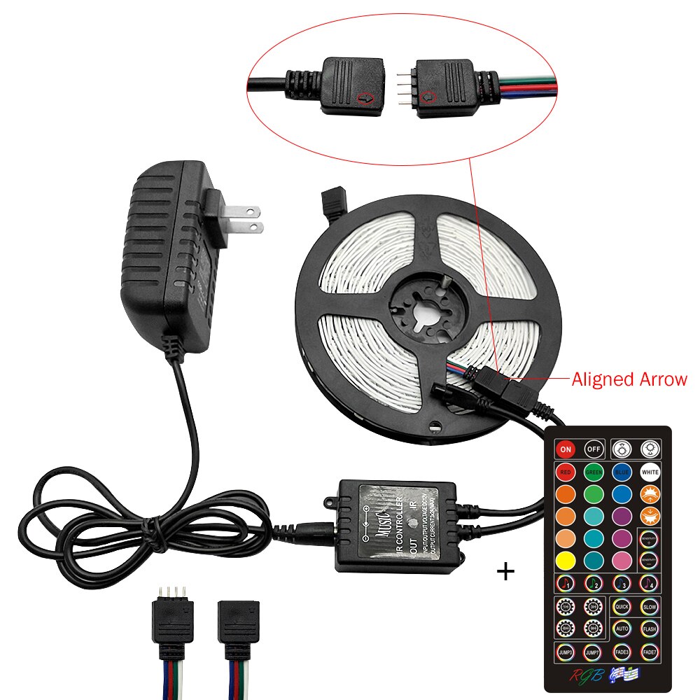 Muziek Led Strip RGB SMD 5050 DC 12V String Diode Flexibele Lint Led Light Strip, 40 toetsen Muziek Led Controller, Adapter Plug