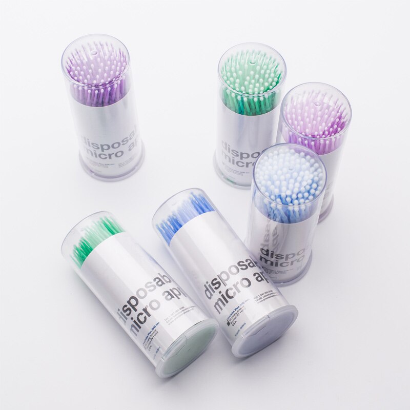 VVHUDA-Mini cepillos desechables, 100 Uds., varitas para extensiones, sin pelusa, microcepillo, punta de microfibra, aplicador de maquillaje