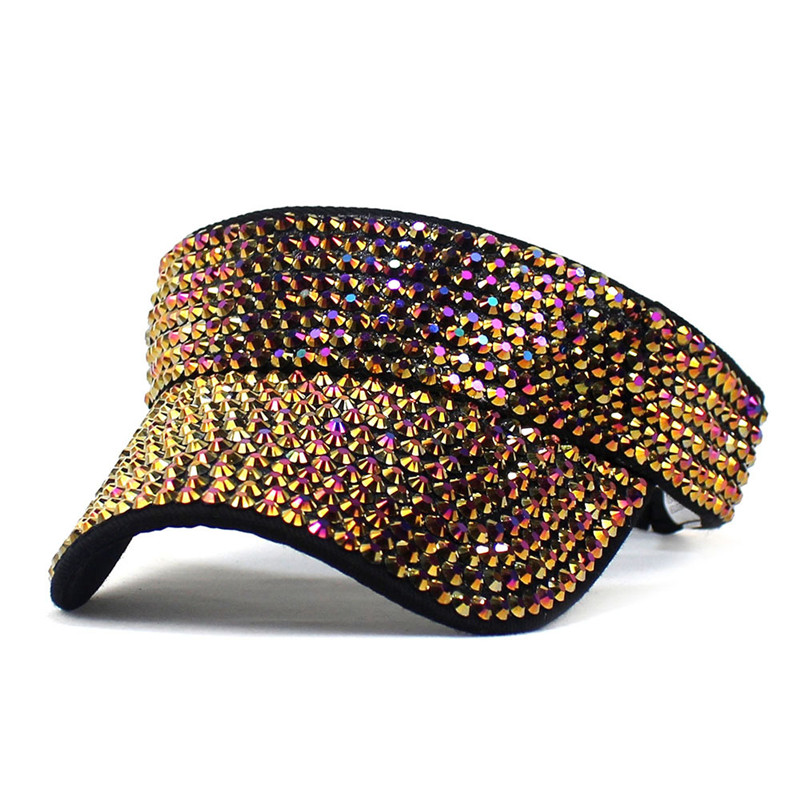 Summer Cotton Color Rhinestone Visors Adjustable Sun Protection Cap For Men and Women 05