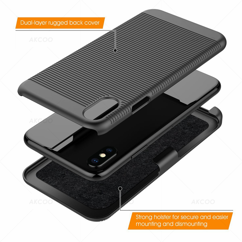 Akcoo Combo carcasa para iPhone 11 Pro funda con soporte incorporado clip para cinturón giratorio para iPhone 56s 7 8 Plus XR XS Max capa