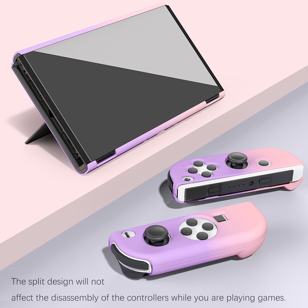 Hard Shell Micro-Frosted Cover Case Voor Schakelaar Oled &amp; Joycon Controller Game Accessoires 4 Thumb Grip Cap En screen Protector
