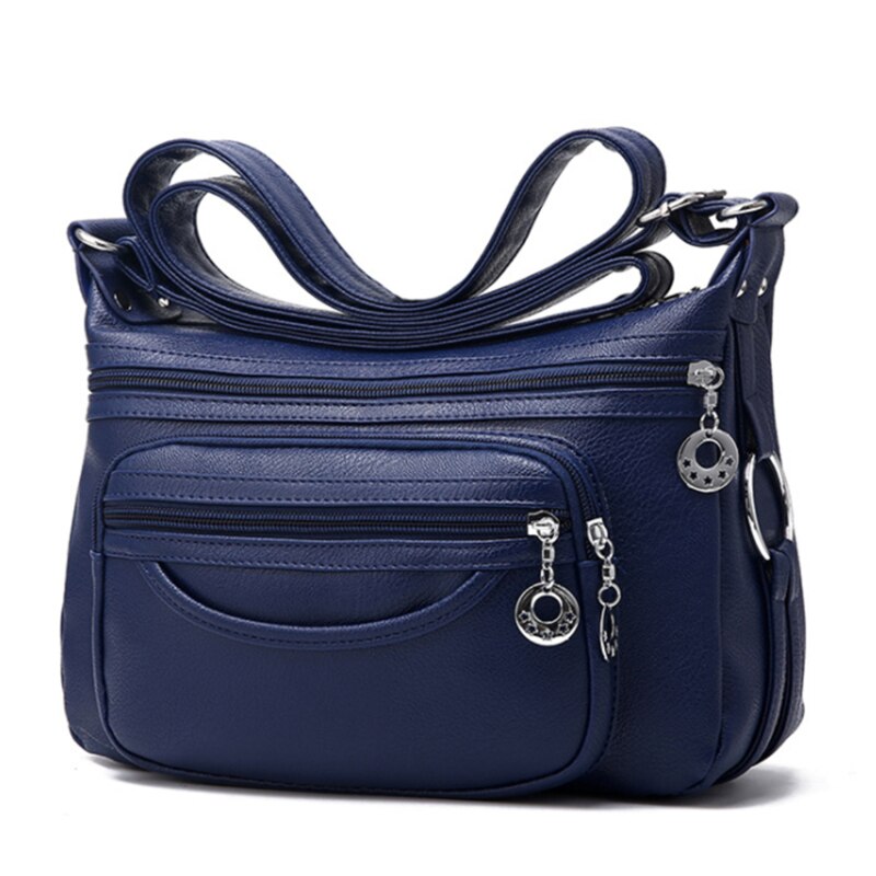 Mehrlagige schultertaschen aus weichem pu-leder für #39 , klassische umhängetaschen, luxuriöse damenhandtaschen und geldbörsen: Marineblau