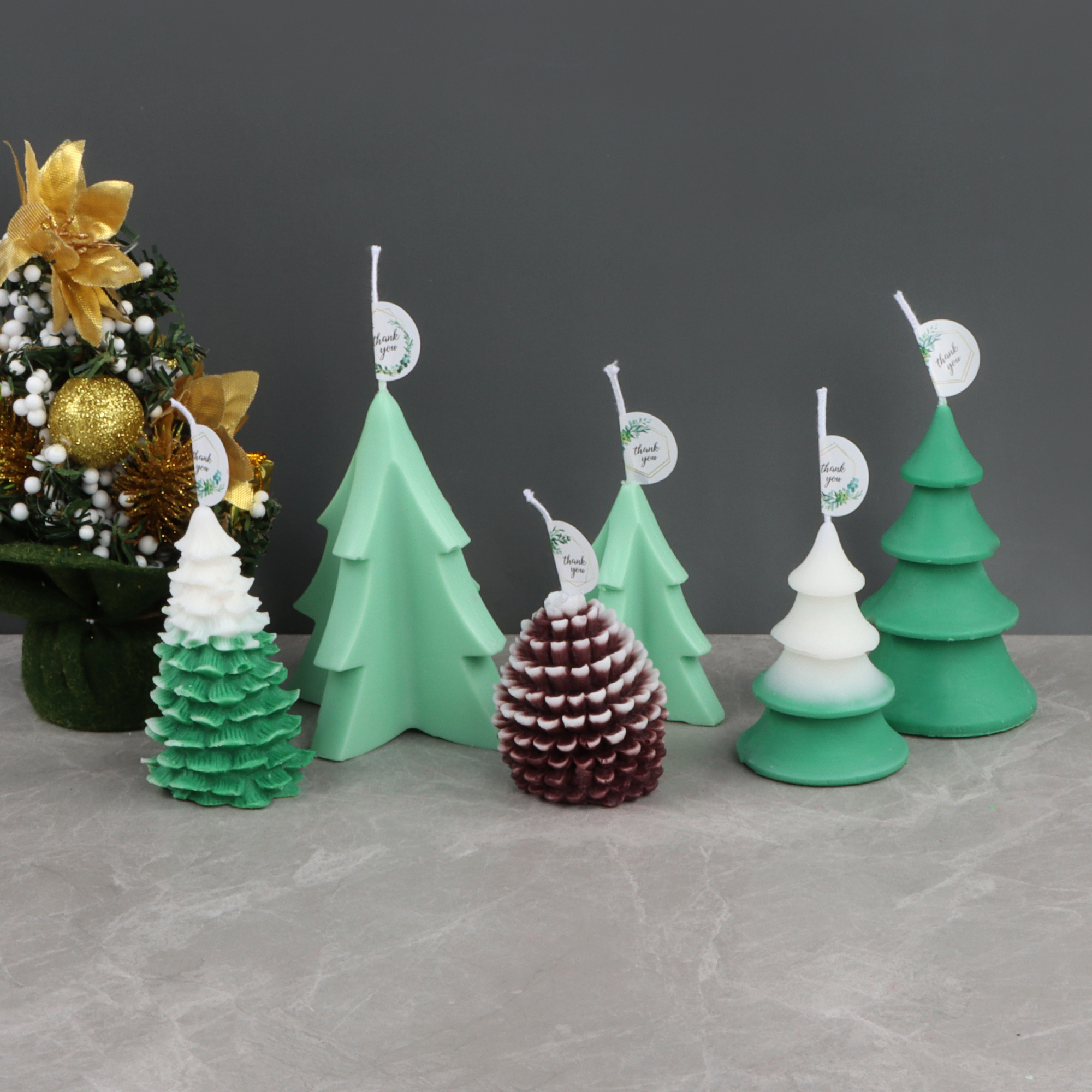 Stampi per candele in pino di natale in Silicone 3D per la festa di natale Dessert al cioccolato decorazione per torta fondente Aroma sapone stampo