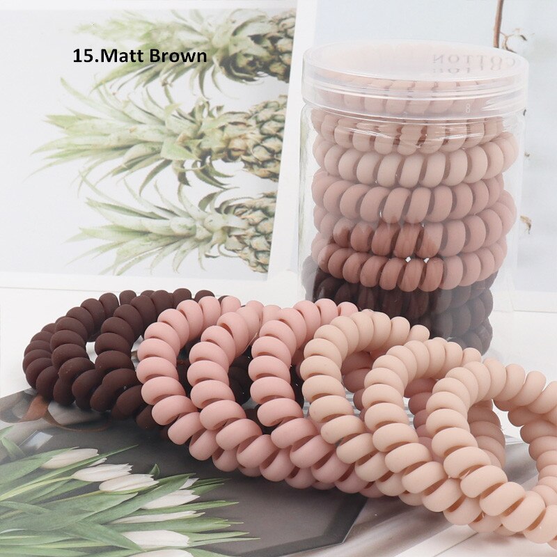 Big Grosso Plástico Elástico Cabelos para Mulheres, Multi Cores, Fio de Telefone, Bandas De Borracha, Stretchy Ponytail, Personalidade Presente, 9Pcs: Branco leitoso