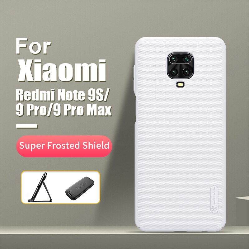 Redmi Nota 9S Caso Involucro 6.69 ''NILLKIN Glassata del PC Duro Opaco Della Copertura Posteriore per Xiaomi Redmi Nota 9 pro Caso di Max: For Note 9s / WHITE