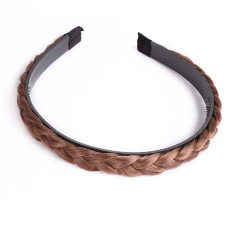 Women Hair Band Fishbone Braid Lazy Wig Twist Braid Headband Hairpin Bohemia Non-slip Headdress Bridal Hair Accessories: black