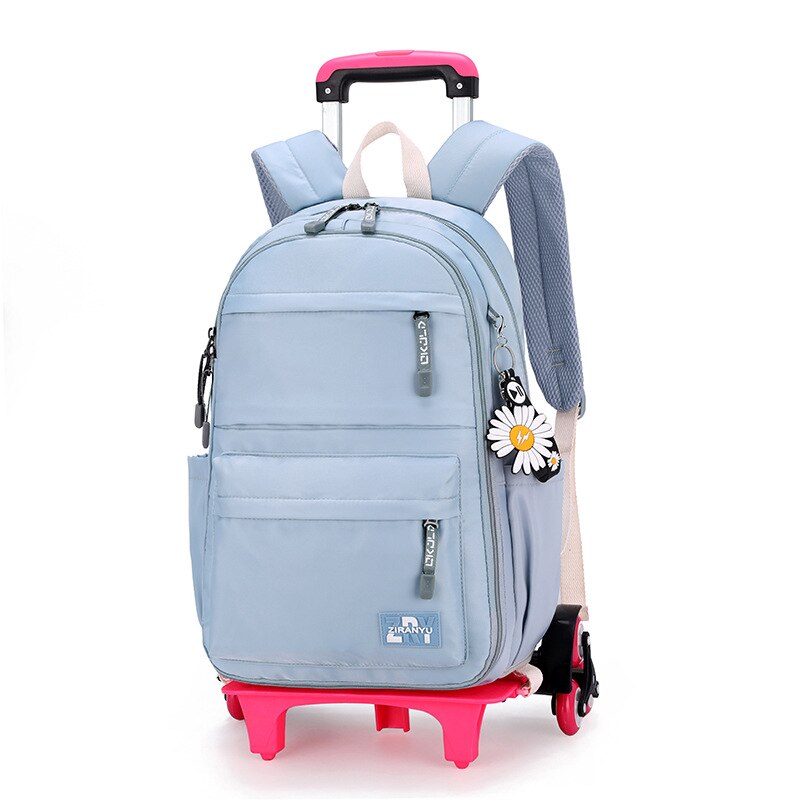 ZIRANYU Schule Rädern Rucksack tasche einstellen für mädchen Wagen mit Rädern Schüler Schule tasche rollen Rucksack Multifunktionale: 6 Räder Blau