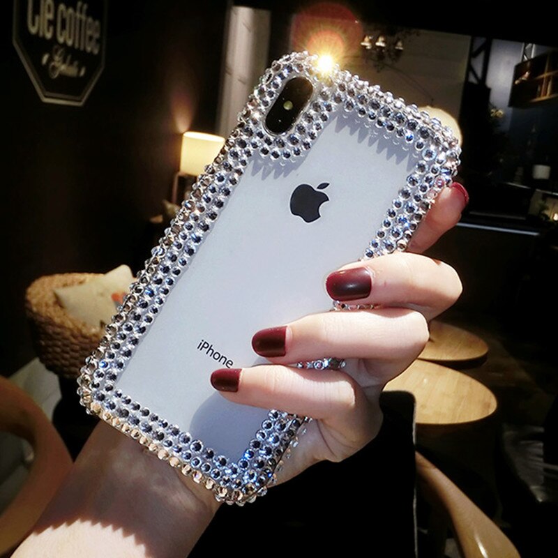 Ayeena Luxury Handmade Diamond Phone Case For Iphone 8 7 7P Bling 3D Clear Rhinestone Case For Iphone X 8 6 6plus 5 5S SE XS MAX