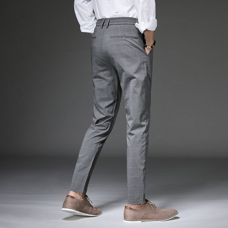 Mærke sommer tynde mænd bukser casual business mænd bukser mænd klassikere plaid lige fulde pantalones hombre spodnie 28-38