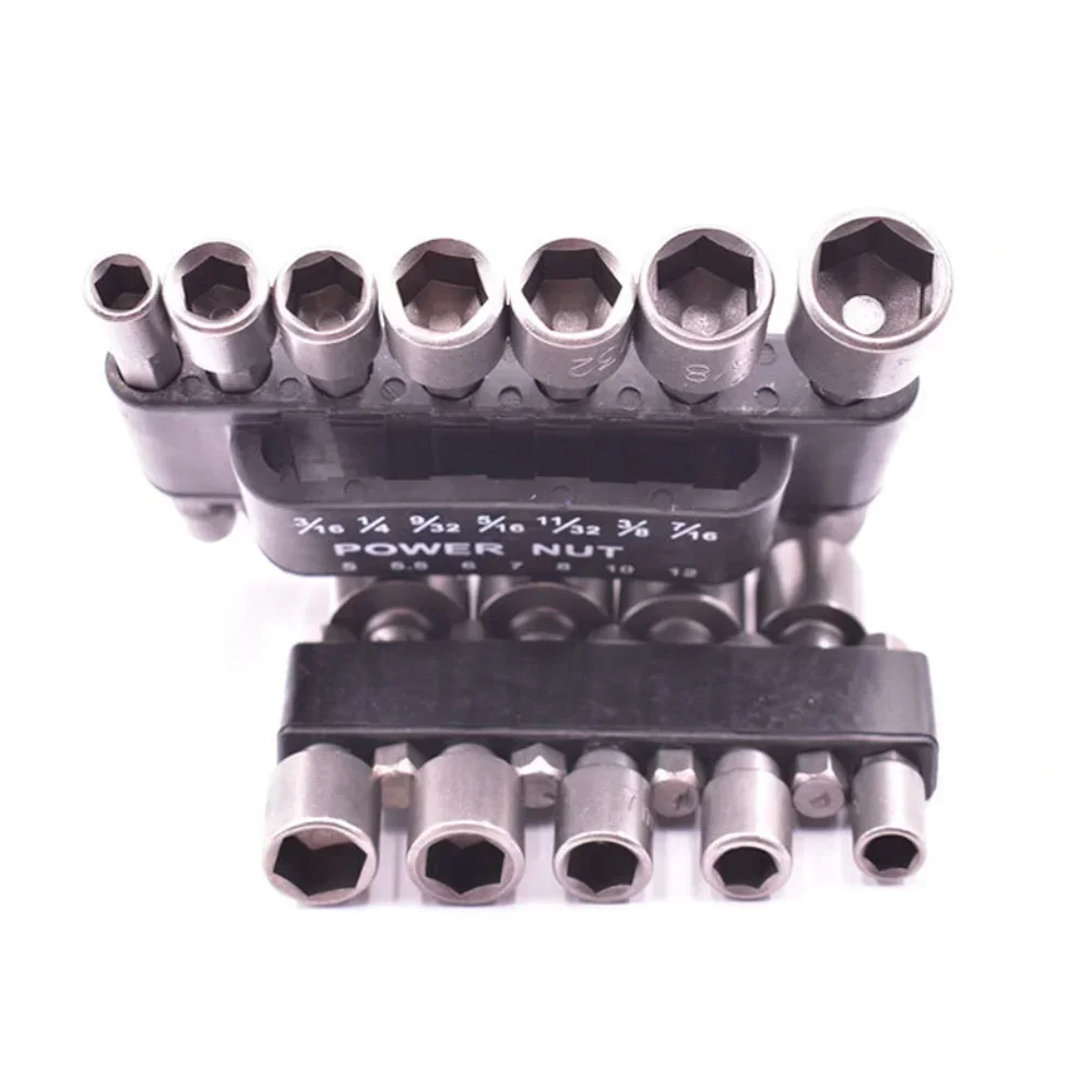 STONEGO 9PCS/14PCS Hexagonal Socket Nozzle Nut Screwdriver Set Metric Socket Wrench Power Nuts Driver Drill Bit Kit 1/4'' Driver