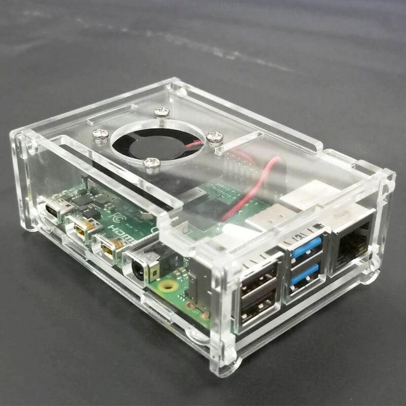 1pc Acrylic Transparent / Clear Case Cover for Raspberry Pi 4 Model B , with Cooling Fan for Raspberry Pi 4B