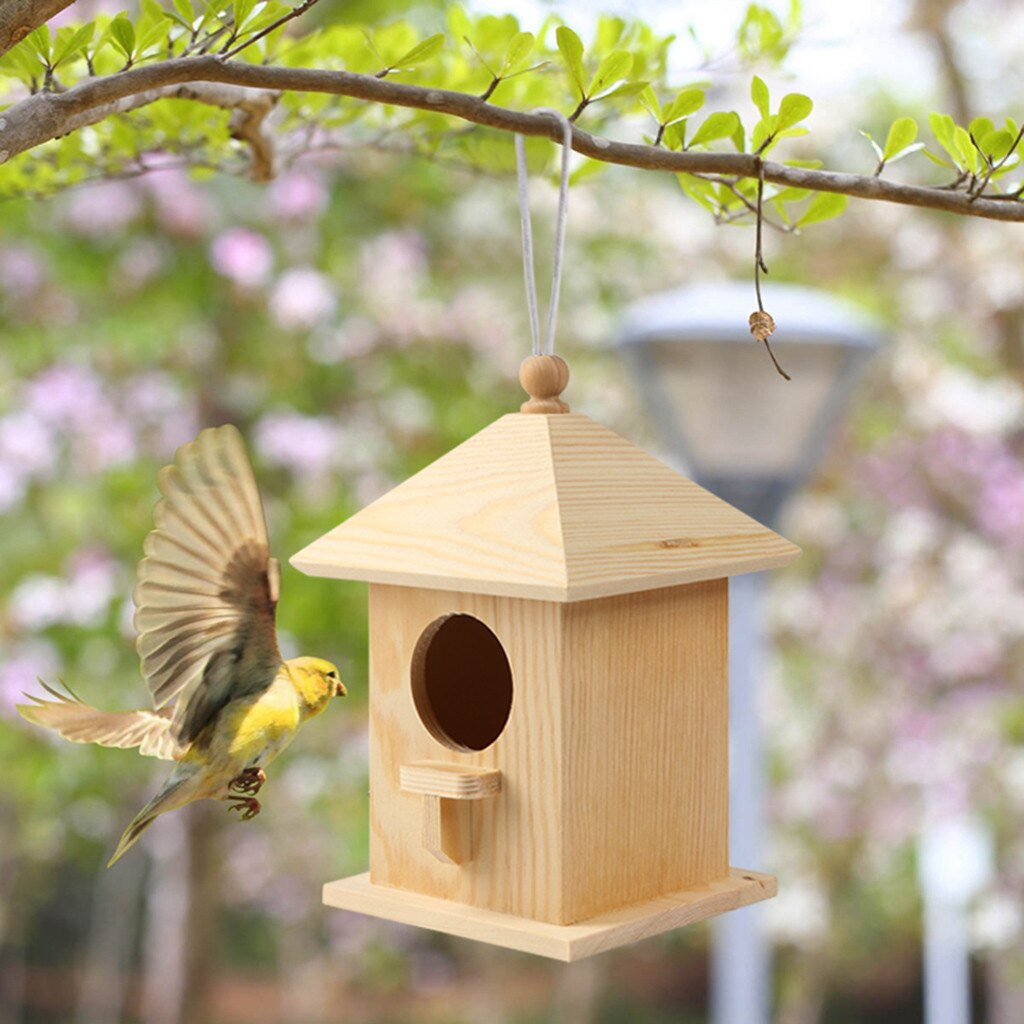 Houten Vogelnest Opknoping Vogel Huis Nestkastje Opknoping Vogelkooi Outdoor Thuis Tuin Decoratie Houten Doos Jaulas Para Aves