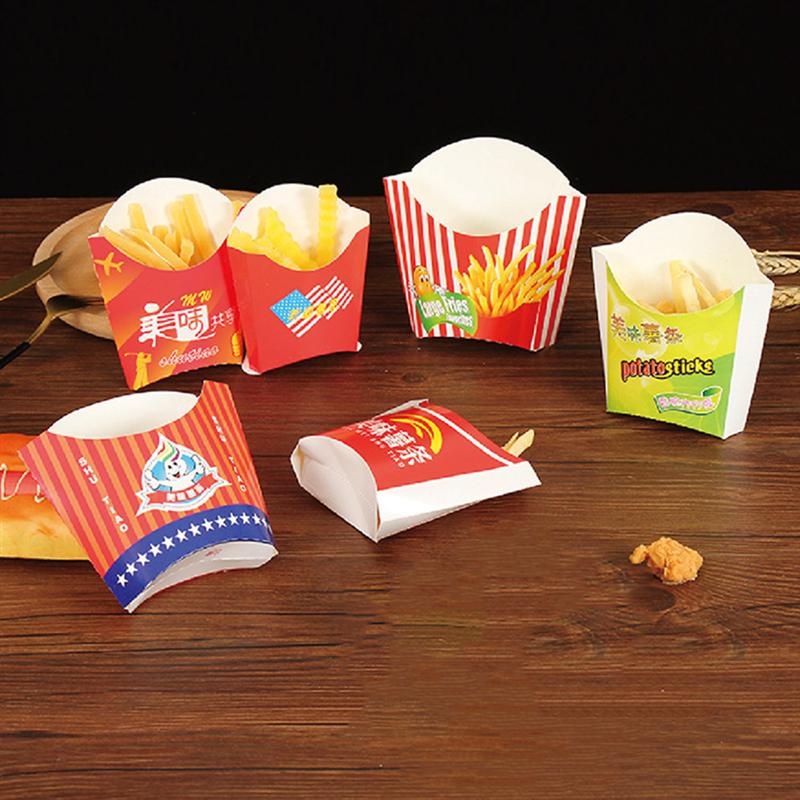 100 stk snack papirbeholdere pommes frites boks bærbar madkasse æske snack emballage forsyninger til hjemmebutik