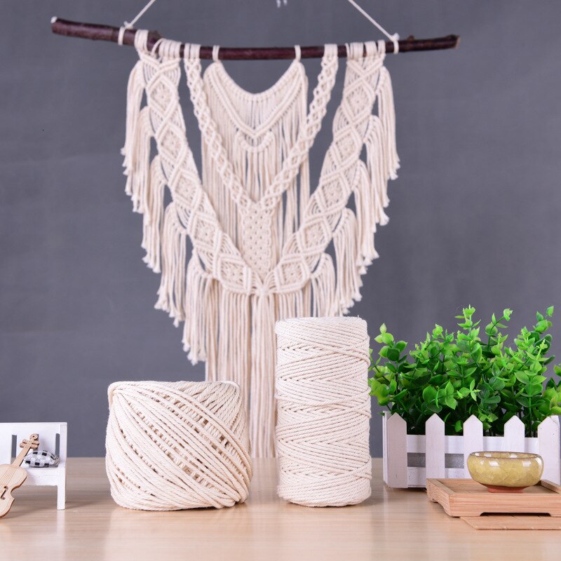 6/5/4mm macramé touw gedraaide draad katoenen koord voor handgemaakte natuurlijke beige touw diy accessoires 50/65/100m