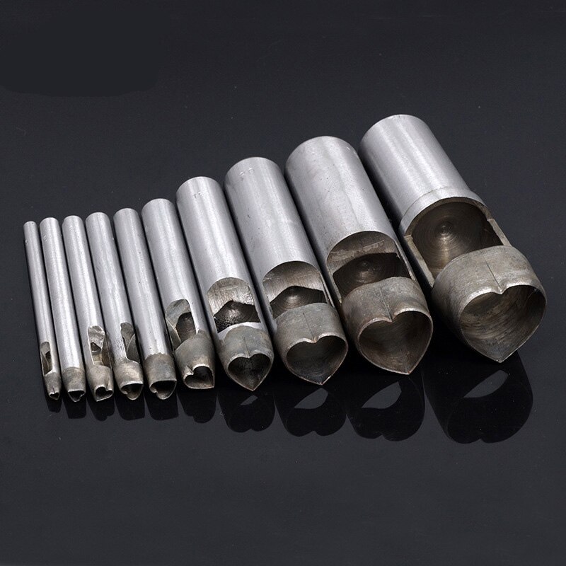 Lederen knutselgereedschap hartvormige snijder lederen handgemaakte knutselgereedschap pons 110mm lengte 3-15mm