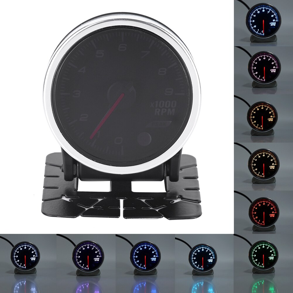 Varvräknare auto 2 tum 0-9000 rpm bil varvräknare mätare färgglad knapp modifiering mätare bildelar