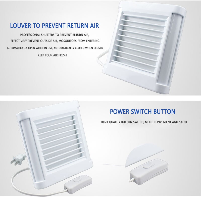 KHG-100 Blinds 4 Inch Bathroom Exhaust Fan Wall Window Two Plug 220v Unidirectional Exhaust Fan with Switch Exhaust Fan