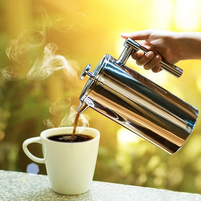 French Press Coffee Maker Stainless Steel Coffee Percolator Pot Double Wall Manual Coffee Containers