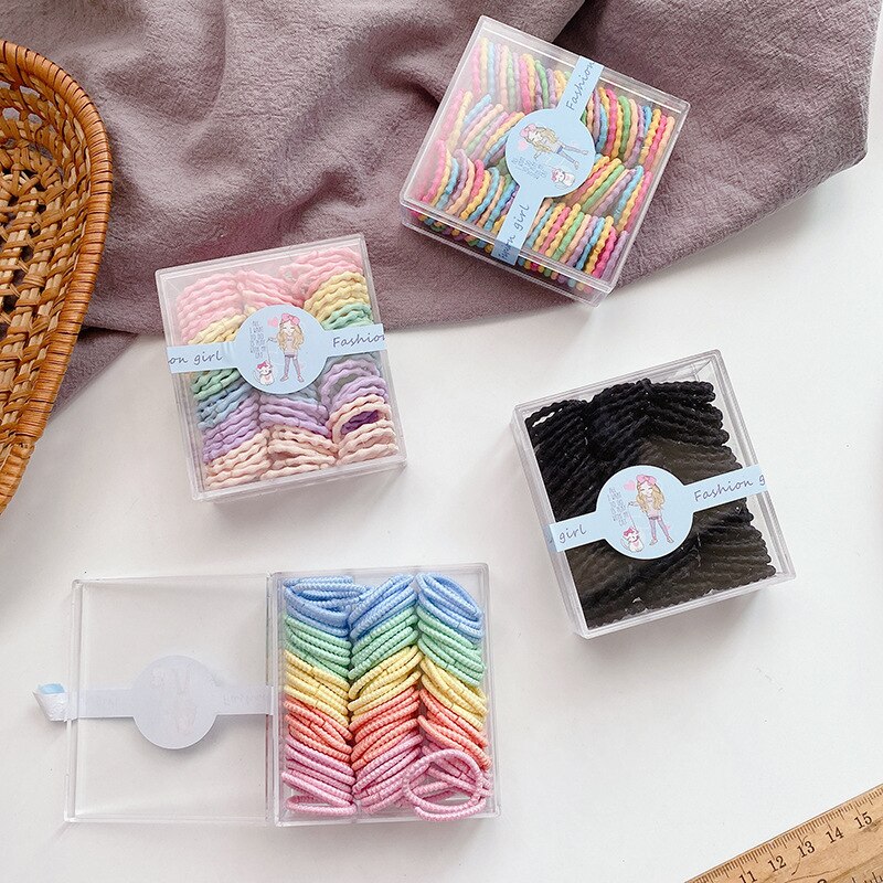 Faixas de cabelo elásticas para crianças, acessórios de cabelo para bebês com suporte de rabo de cavalo e mini cores mistas 100