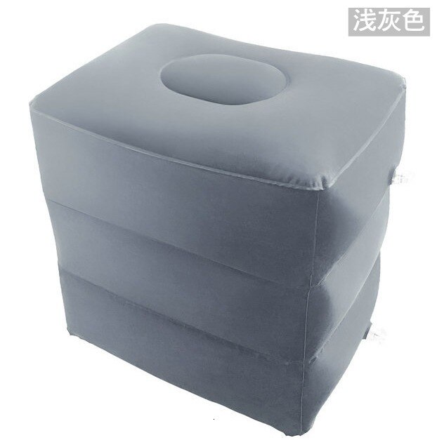 Newest Useful Inflatable Portable Travel Footrest Pillow Airplane Car Plane Train Kids Flight Sleeping Bed Foot Rest Pad: Gray