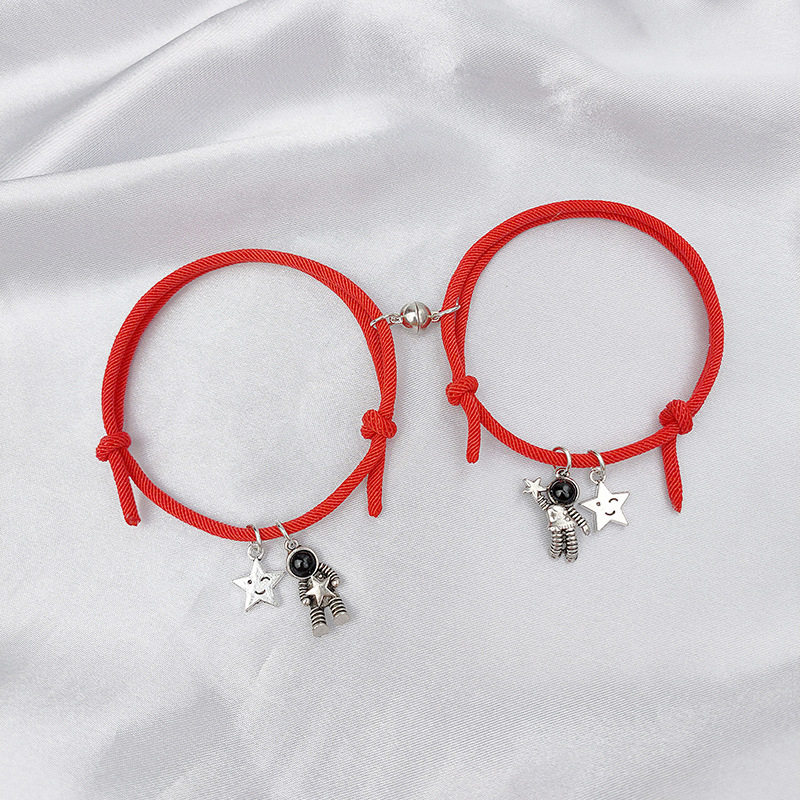 European magnetic win astronaut couple bracelet for lovers milan rope astronaut bracelet for couple jewelry zr -12: Red
