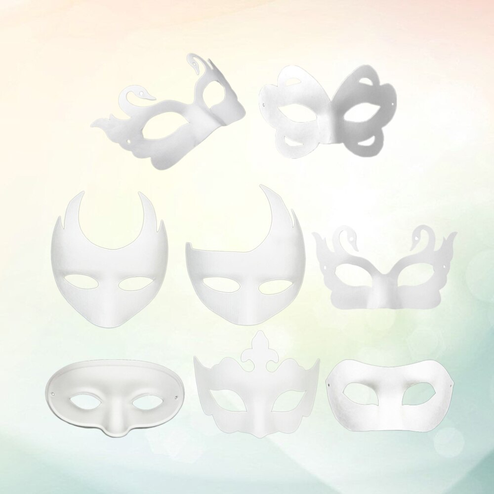 8 Stuks Papier Pulp Masker Diy Eenvoudige Blank Masker Voor Dance Festival Party Prestaties Club ((Platte Kop, B Vormige Vlinder, Grote B