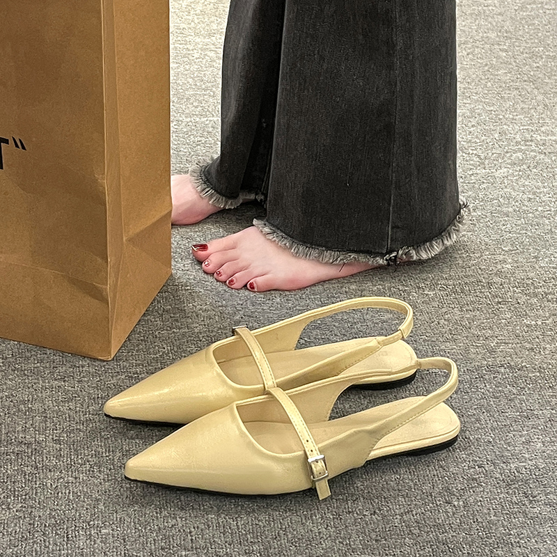 Dam lyxiga sammetsmockasiner spetsiga loafers dam våren svarta balett platta sandaler: Klar / 39