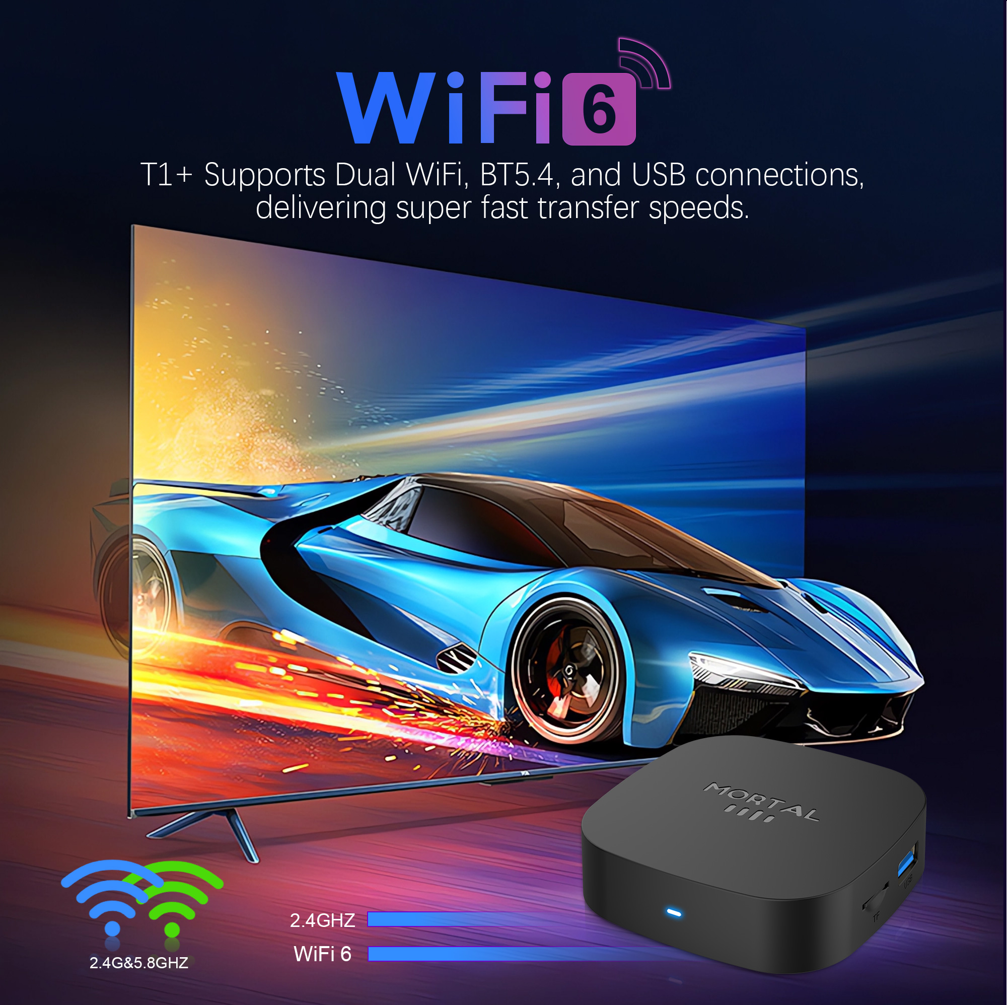 Smart TV Box Android 16, Google Voice Control, Wi-Fi 6 2.4G, 4K 1080p, 8GB, 128GB, T1+, Bluetooth 5.0, RK3518, HDMI de Alta Velocidade, Global Media Player