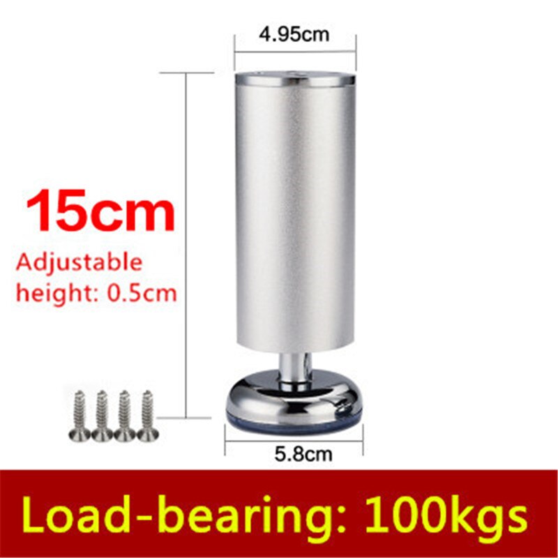 1pc 6cm-30cm möbelben höga skåpben i aluminiumlegering soffben med silikonbas höjdjusterbar 0.5cm: 15cm