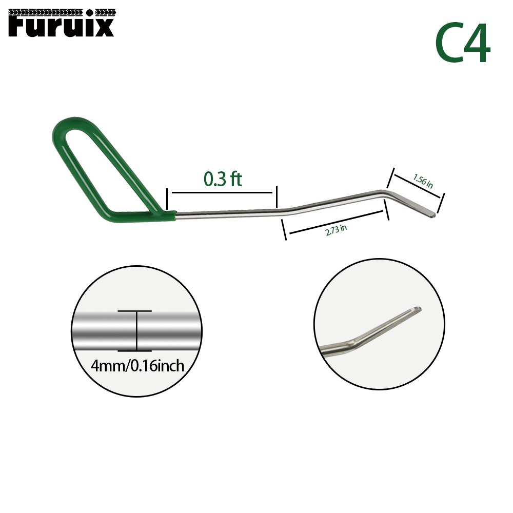 FURUIX 1/3/6 pcs PDR push Rods Set Paintless Dent Repair Tools Rods for Car Dent Remover Puller Hail Damage Repair Kit: Green