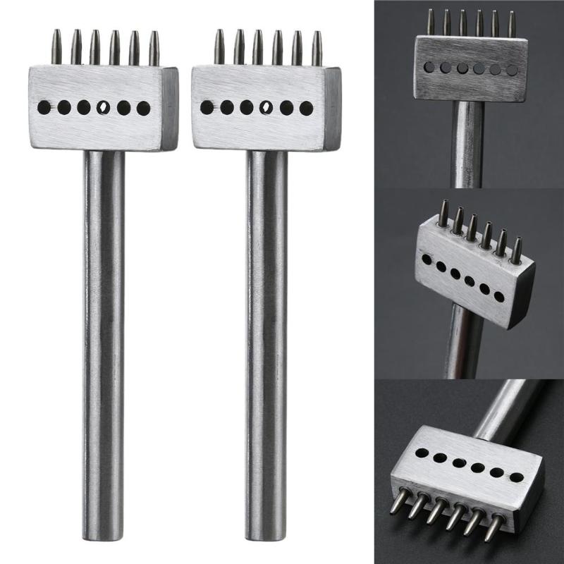 Leather Punch Tool 6mm 2/4/6 Prong Spacing Row Circular Cut Hole Stitching Punch Cutter DIY Leathercraft Tools