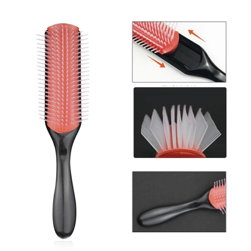 9-Rijen Detangling Hair Brush Denman Ontklitter Haarborstel Scalp Massager Rechte Krullend Nat Haar Kam