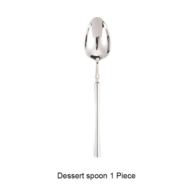 304 Mirror Stainless Steel Dinner Knife Fork Spoon Dinnerware Set Luxury Cutlery Silverware Steak Coffee Dessert Fruit Fork: Dessert spoon