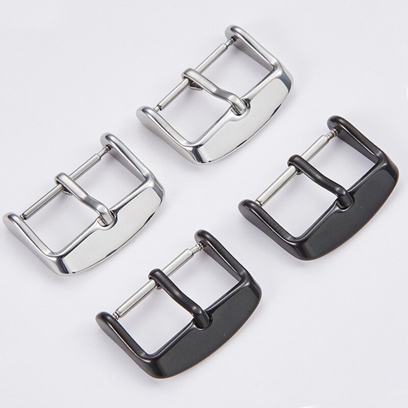 Hebilla de correa de reloj de acero inoxidable, accesorio Universal de pulsera de Metal pulido cepillado de 12, 14, 16, 18, 20 y 22mm
