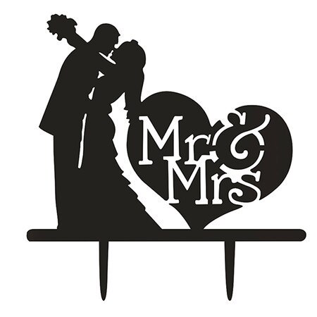 Romantische Wedding Cake Topper Mr Mrs Acryl Zwart Toppers Bruid Bruidegom Voor Verjaardag Bruiloft Decoratie Feestartikelen: J
