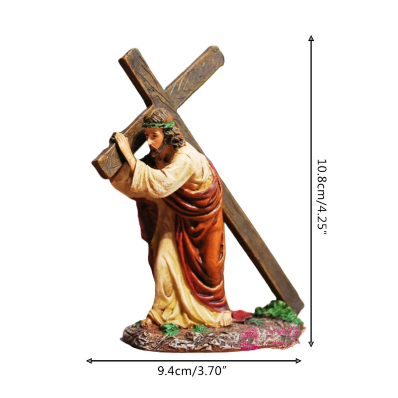 Jezus Carring De Cross Standbeeld Religieuze Beeldjes Christian Hars Ornament Heilige Katholieke Ambachten Home Office Chruch Auto Au03 21